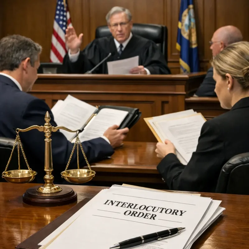 Judge issuing interlocutory order during ongoing legal case