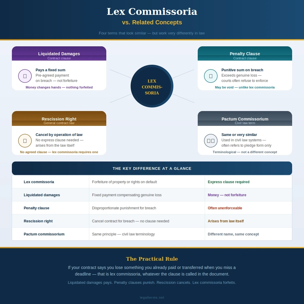 lex commissoria vs liquidated damages penalty clause rescission and pactum commissorium comparison chart