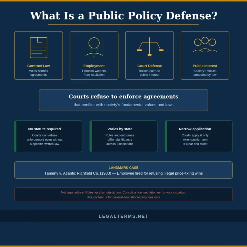 Public policy defense meaning and definition diagram