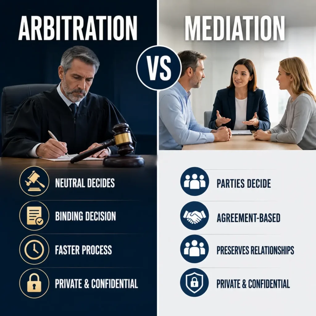 What Is the Difference Between Arbitration and Mediation