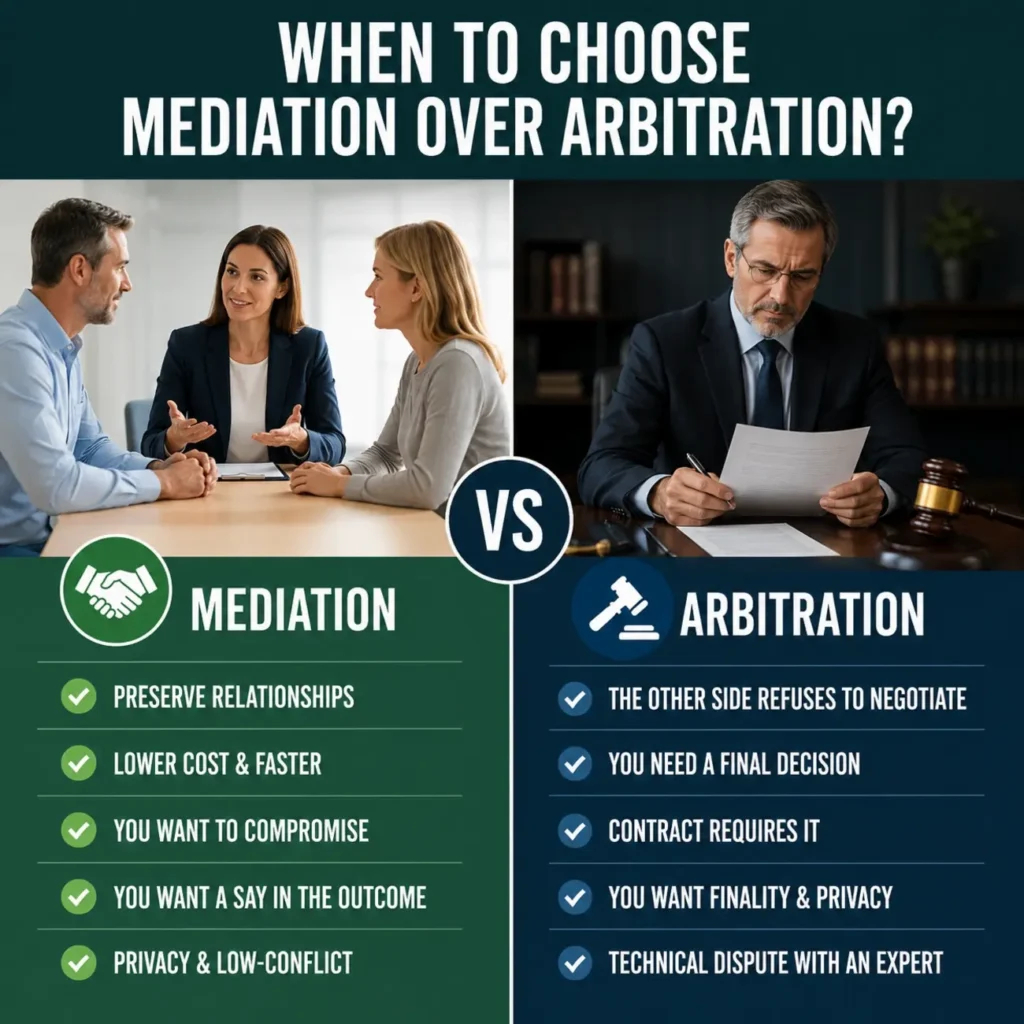 When Should You Choose Mediation Over Arbitration